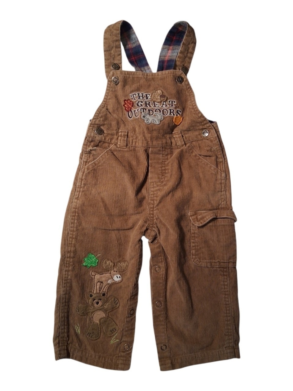 Vintage Nannette Baby 24M Brown Corduroy Overalls The Great Outdoors Moose Bear